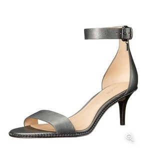 Coach Gray Maude Milled Ankle Heel Sandals